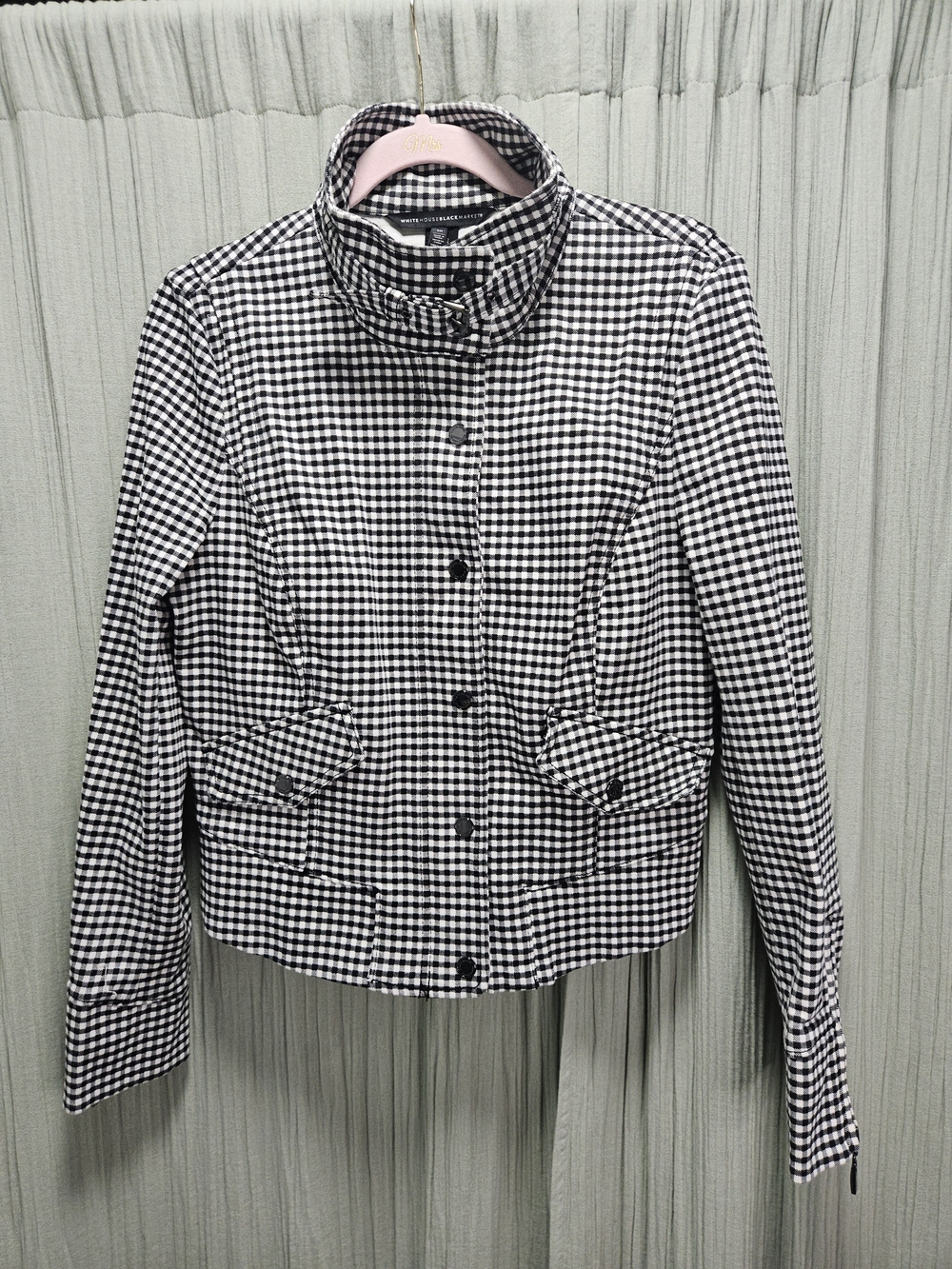 White House Black Market Gingham Zip Moto Jacket - Picture 3 of 7